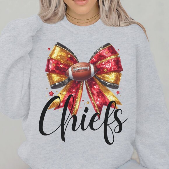 Football Sweatshirt, Chiefs Shirt, KC Football Shirt - Picture 3 of 4